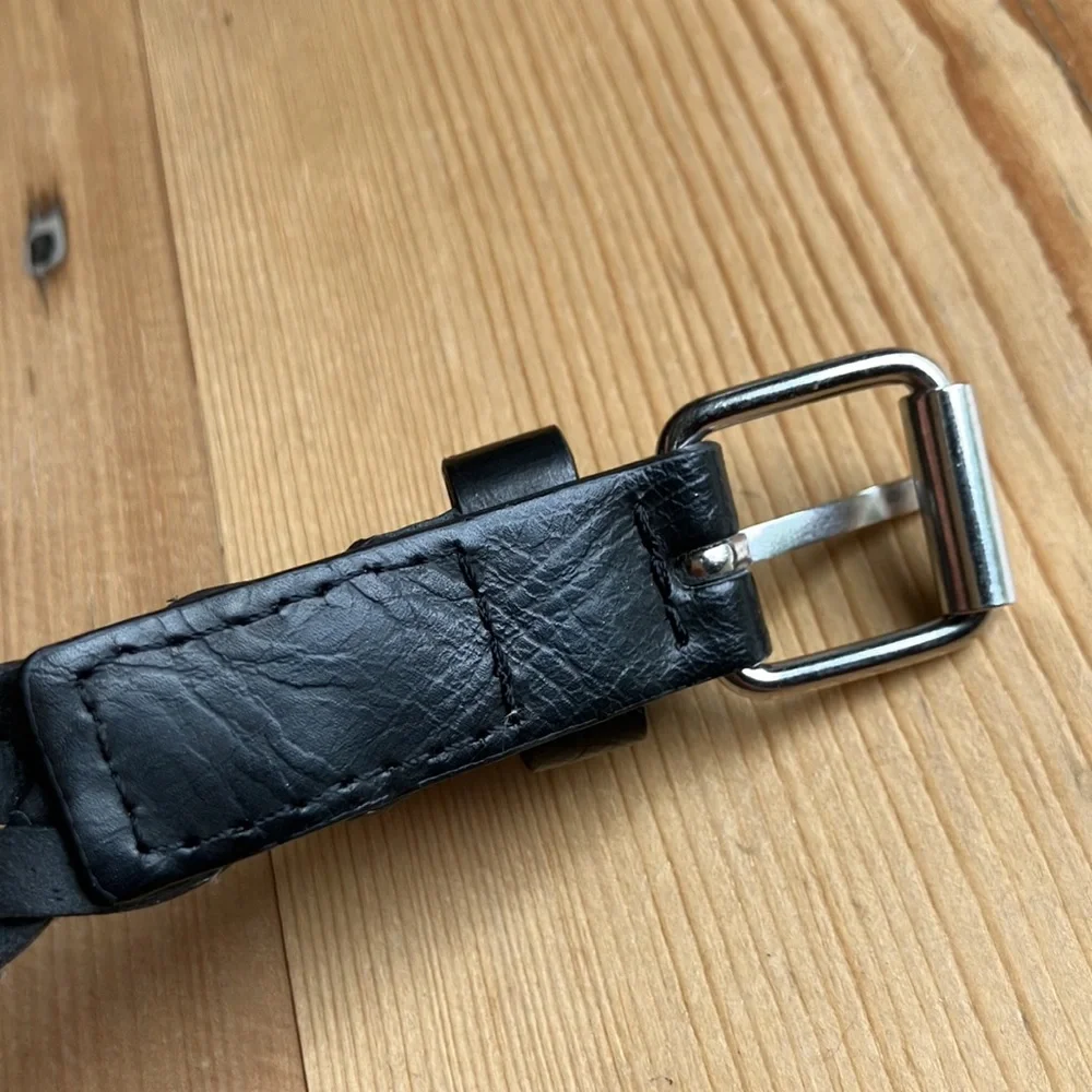 Black Braided Leather Belt Boys Small Length 27” EUC